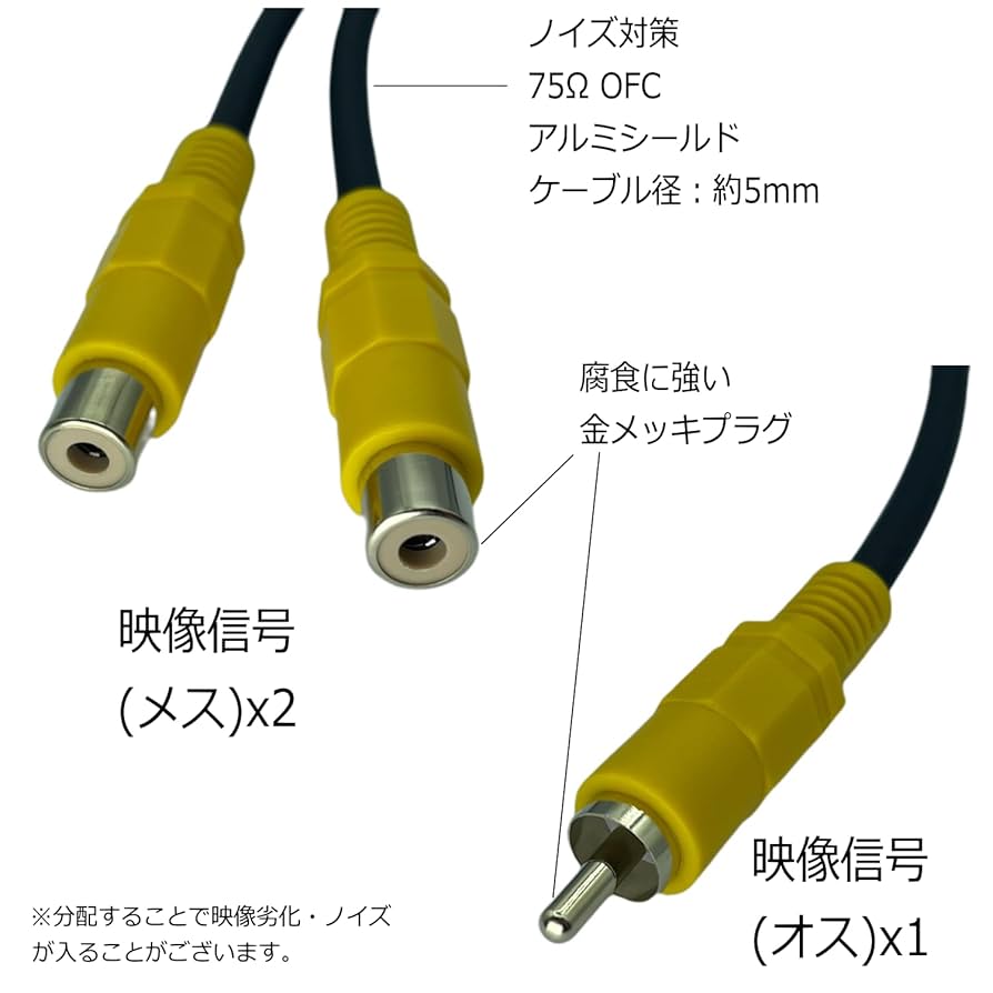 Amazon | CNCTWO(コネクトツー) 映像分配ケーブル RCA(黄色